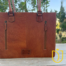 Load image into Gallery viewer, Field of Sunflowers Hand Tooled Leather Tote Bag