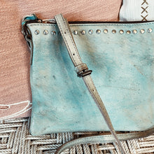 Load image into Gallery viewer, The Kincaid Turquoise Blue Vintage Leather Crossbody Purse