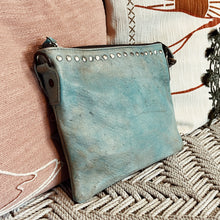 Load image into Gallery viewer, The Kincaid Turquoise Blue Vintage Leather Crossbody Purse