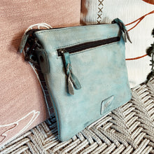 Load image into Gallery viewer, The Kincaid Turquoise Blue Vintage Leather Crossbody Purse