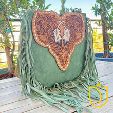 Load image into Gallery viewer, Whitehorse Green Western Leather Crossbody Purse