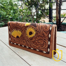 Load image into Gallery viewer, Sunflower Mesa Hand Tooled Leather Wallet