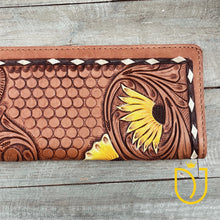 Load image into Gallery viewer, Sunflower Mesa Hand Tooled Leather Wallet