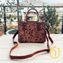Load image into Gallery viewer, Judith Basin Hand Tooled Leather Tote Bag