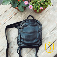 Load image into Gallery viewer, Milltown Black Mini Italian leather Backpack