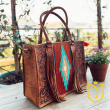 Load image into Gallery viewer, The Durant Hand Tooled Leather Shoulder Tote Bag