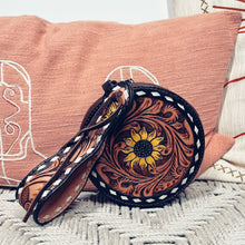 Load image into Gallery viewer, Aurora Round Hand Tooled Leather Wallet