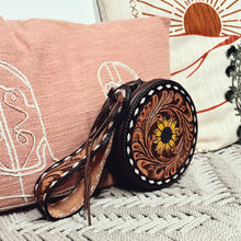 Load image into Gallery viewer, Aurora Round Hand Tooled Leather Wallet