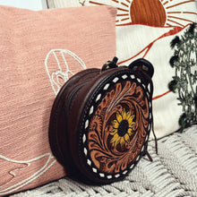 Load image into Gallery viewer, Aurora Round Hand Tooled Leather Wallet