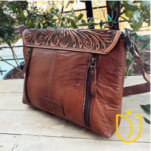 Load image into Gallery viewer, The 909 Hand Tooled Leather Crossbody Purse