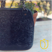 Load image into Gallery viewer, Midnight Mustang Hand Tooled Leather Crossbody Purse