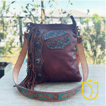 Load image into Gallery viewer, Wild Sage Hand Tooled Leather Crossbody Purse