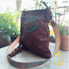 Load image into Gallery viewer, Wild Sage Hand Tooled Leather Crossbody Purse