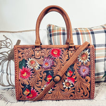 Load image into Gallery viewer, Spring Blooms Rachel Hand Tooled Leather Tote Bag