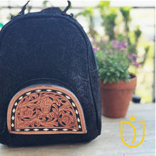 Load image into Gallery viewer, Black Velvet Leather Backpack Purse