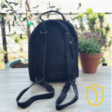 Load image into Gallery viewer, Black Velvet Leather Backpack Purse