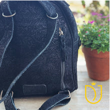Load image into Gallery viewer, Black Velvet Leather Backpack Purse