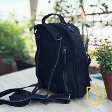 Load image into Gallery viewer, Black Velvet Leather Backpack Purse