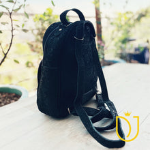 Load image into Gallery viewer, Black Velvet Leather Backpack Purse