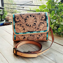 Load image into Gallery viewer, La Jolla Hand Tooled Leather Crossbody Purse