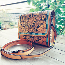 Load image into Gallery viewer, La Jolla Hand Tooled Leather Crossbody Purse