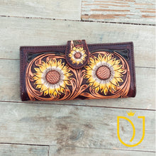 Load image into Gallery viewer, Sunflower Park Hand Tooled Leather Wallet