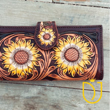 Load image into Gallery viewer, Sunflower Park Hand Tooled Leather Wallet