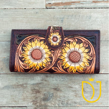 Load image into Gallery viewer, Sunflower Park Hand Tooled Leather Wallet