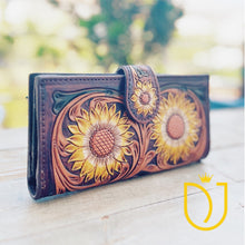 Load image into Gallery viewer, Sunflower Park Hand Tooled Leather Wallet