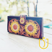 Load image into Gallery viewer, Sunflower Park Hand Tooled Leather Wallet