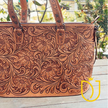 Load image into Gallery viewer, Buffalo Springs Hand Tooled Leather Shoulder Tote Bag