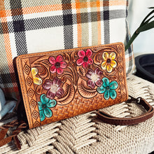 Load image into Gallery viewer, Flower Mound Leather Western Crossbody Wallet