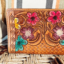 Load image into Gallery viewer, Flower Mound Leather Western Crossbody Wallet
