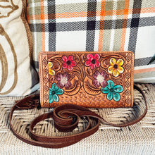 Load image into Gallery viewer, Flower Mound Leather Western Crossbody Wallet