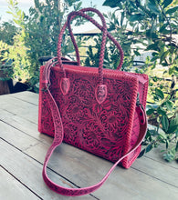 Load image into Gallery viewer, Pretty In Pink Hand Tooled Leather Tote Bag