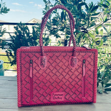 Load image into Gallery viewer, Pretty In Pink Hand Tooled Leather Tote Bag