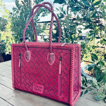 Load image into Gallery viewer, Pretty In Pink Hand Tooled Leather Tote Bag