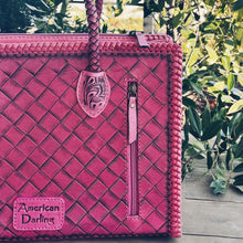 Load image into Gallery viewer, Pretty In Pink Hand Tooled Leather Tote Bag