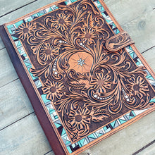 Load image into Gallery viewer, Park Hill Hand Tooled Leather Notebook Portfolio