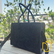 Load image into Gallery viewer, Black Beauty Hand Tooled Leather Tote Bag