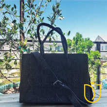 Load image into Gallery viewer, Black Beauty Hand Tooled Leather Tote Bag