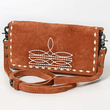 Load image into Gallery viewer, Victoria Suede Leather Boot Stitch Crossbody Wallet