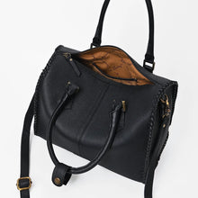 Load image into Gallery viewer, Dennison black leather NFR speedy bag with hand-braided detailing and Wrangler Las Vegas 2026 charm