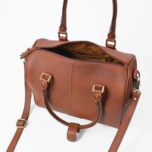 Load image into Gallery viewer, Cervi brown pebbled leather NFR speedy bag with PRORODEO leather charm and removable strap