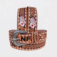 Load image into Gallery viewer, Rowdy Official PRCA & NFR Licensed Collection®️ Brown Genuine Tooled Leather Belt