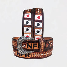 Load image into Gallery viewer, Cash Official PRCA & NFR Licensed Collection®️ Playing Cards Genuine Leather Belt