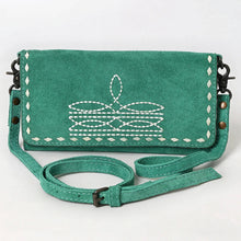 Load image into Gallery viewer, Victoria Suede Leather Boot Stitch Crossbody Wallet