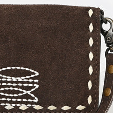 Load image into Gallery viewer, Victoria Suede Leather Boot Stitch Crossbody Wallet