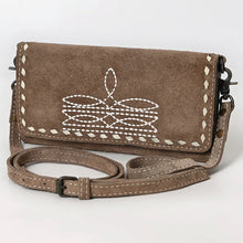 Load image into Gallery viewer, Victoria Suede Leather Boot Stitch Crossbody Wallet