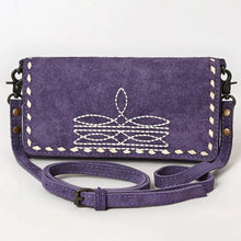 Load image into Gallery viewer, Victoria Suede Leather Boot Stitch Crossbody Wallet
